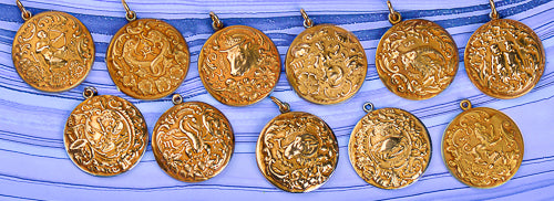 Sloan & Co. Series Of Antique Zodiac Lockets Pendants