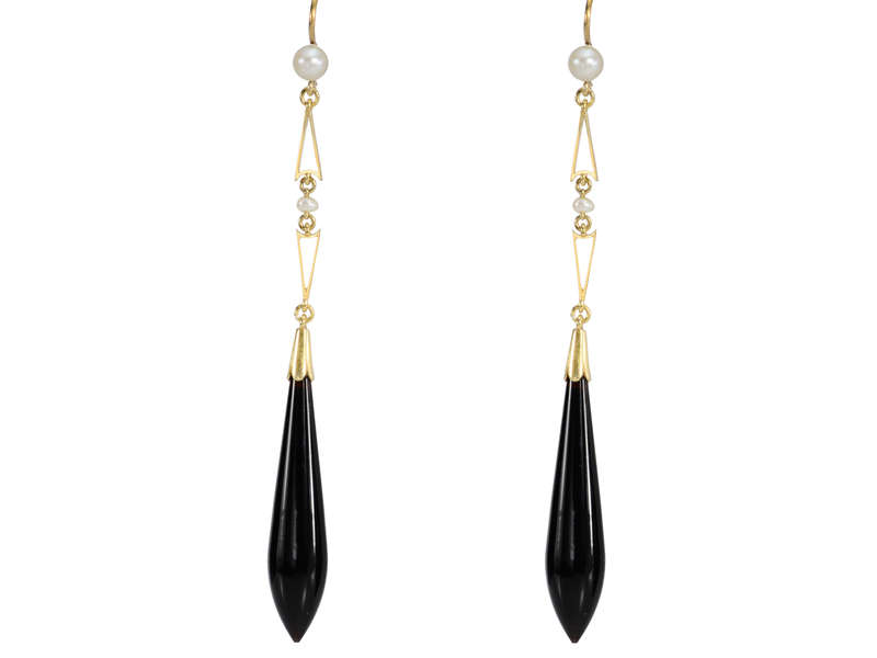 
                      
                        Flapper Finery - Onyx Pearl Dangle Earrings
                      
                    