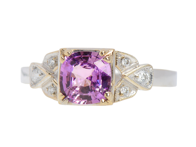 Natural Purple Pink Sapphire Diamond Ring