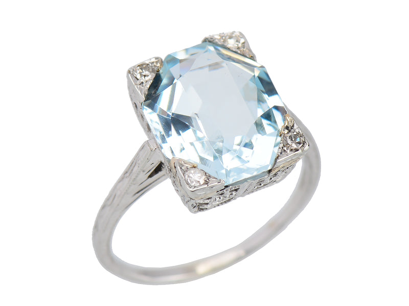 Vintage Variation - Art Deco Aquamarine Ring