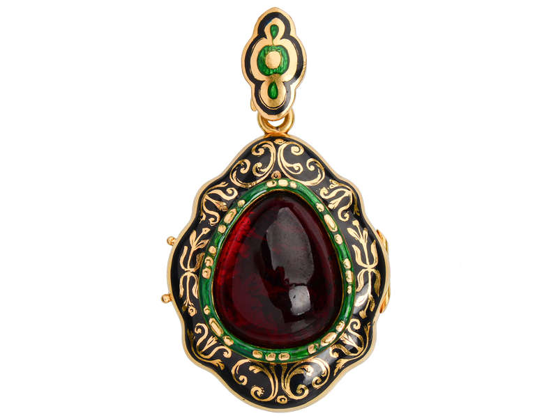 Victorian Garnet Enamel Locket of Sept 21