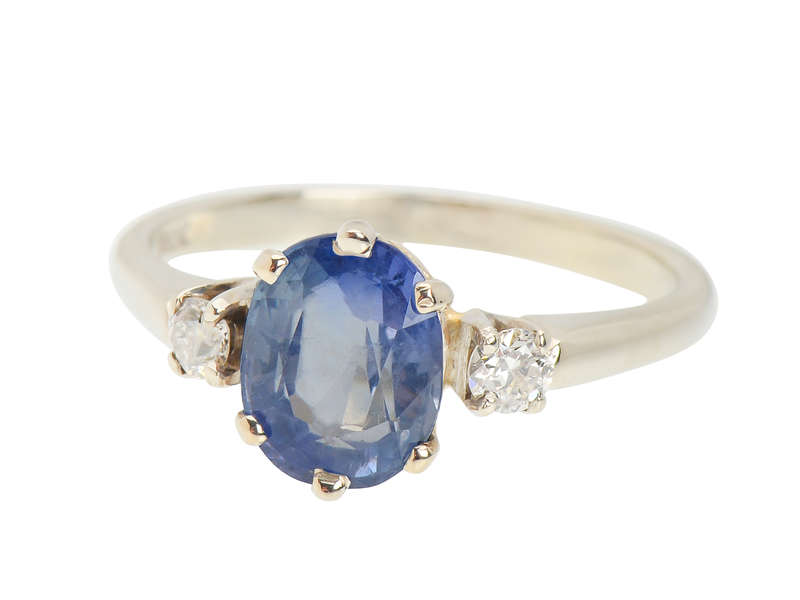 No Heat Ceylon Sapphire Diamond Ring