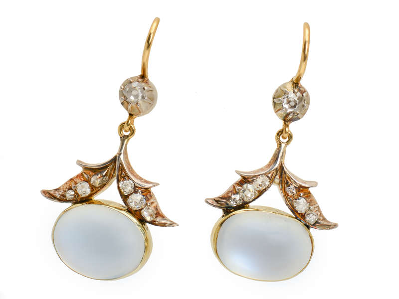 Edwardian Moonstone Diamond Earrings