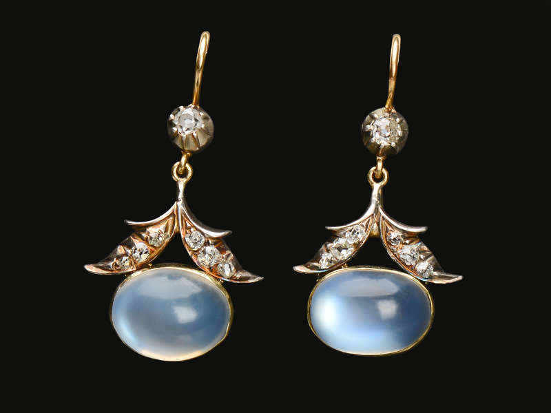 Edwardian Moonstone Diamond Earrings