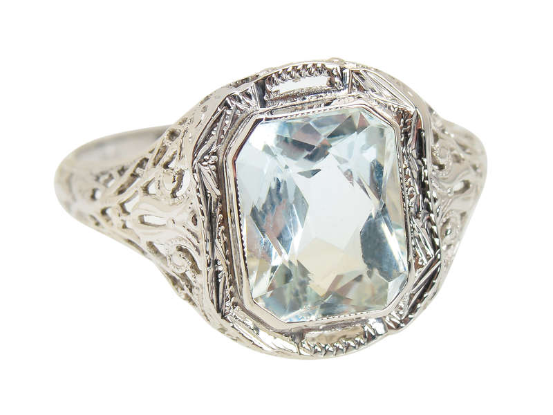 Mediterranean Sea - Aquamarine Filigree Ring