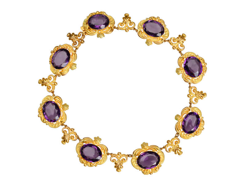 Georgian Amethyst Paste & Pinchbeck Necklace