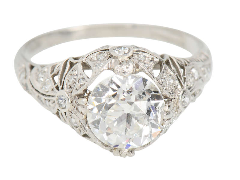 Diamond Engagement Ring - 1.64 Carat Center GIA