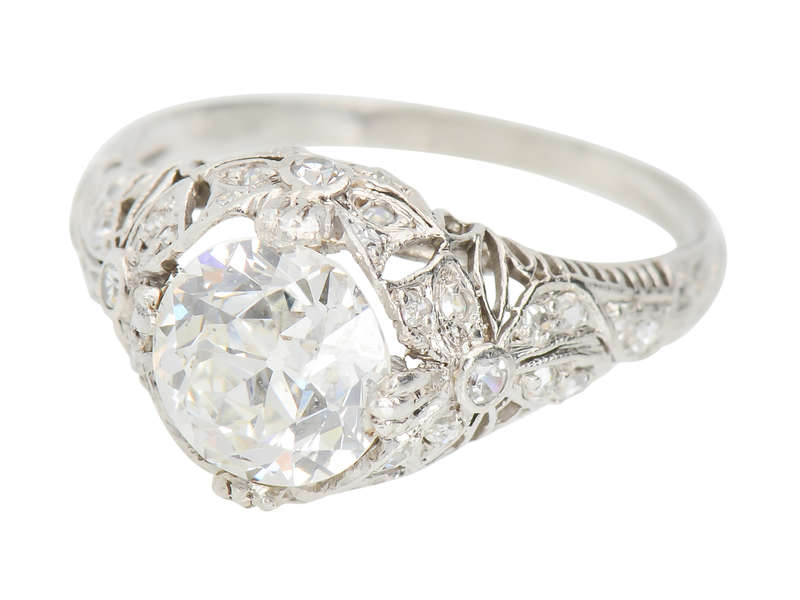 Diamond Engagement Ring - 1.64 Carat Center GIA