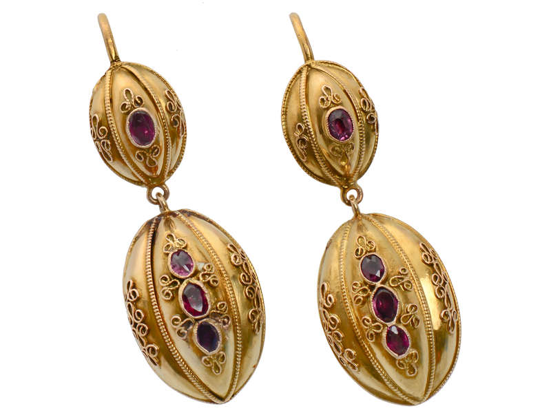 Victorian Gold & Garnet Dangle Earrings