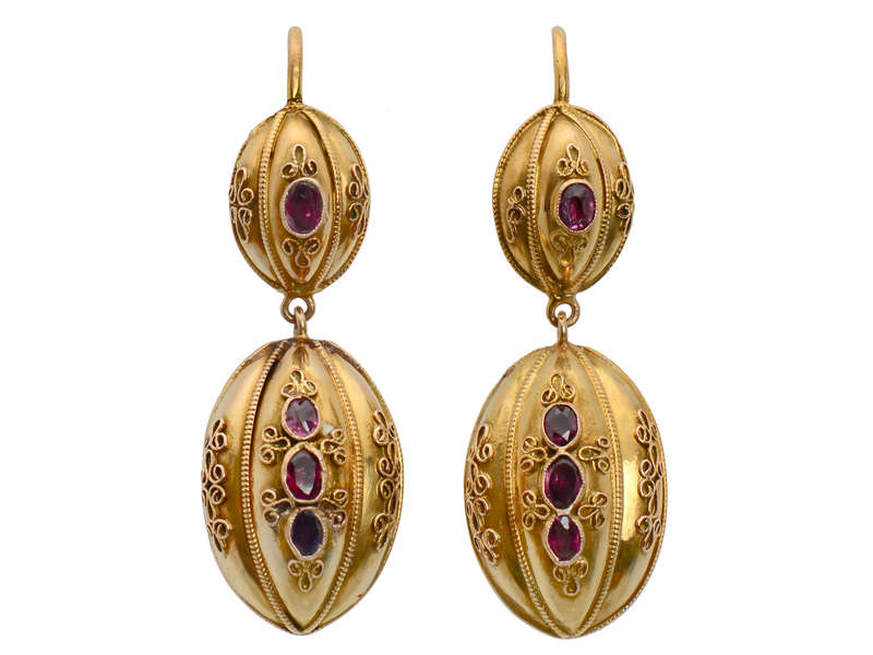 Victorian Gold & Garnet Dangle Earrings