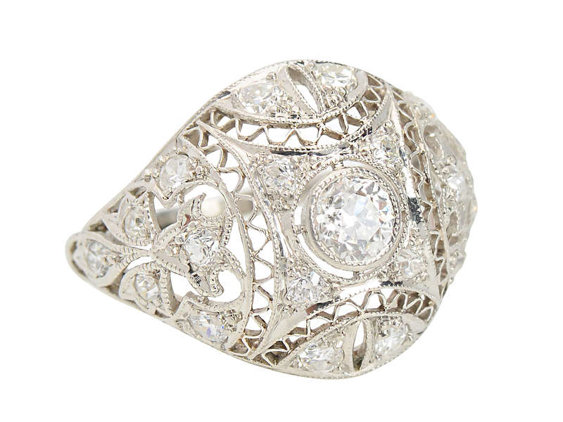 Lace & Shimmer - Edwardian Diamond Filigree Ring