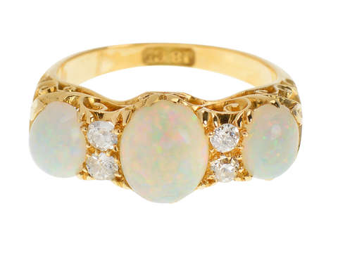 Firebrand - Fine Australian Opal Diamond 18k Trilogy Ring