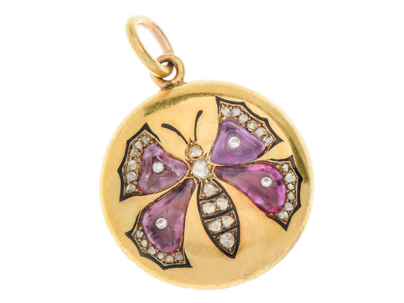 Victorian Carved Amethyst Butterfly Locket