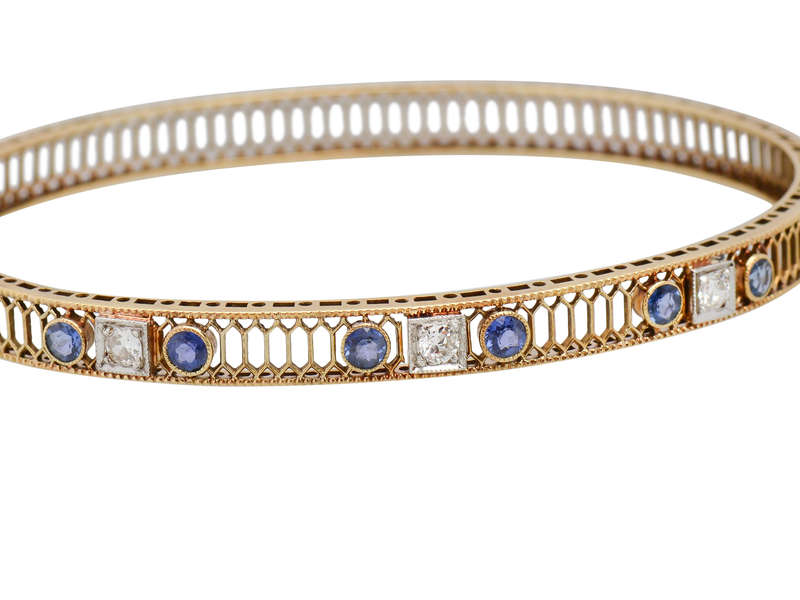 Sloan & Co. Sapphire Diamond Bangle Bracelet