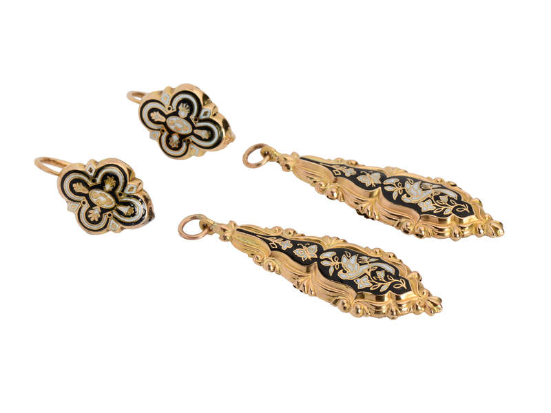 Georgian Swiss Enamel Day Night Earrings