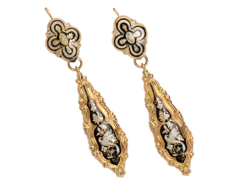 Georgian Swiss Enamel Day Night Earrings