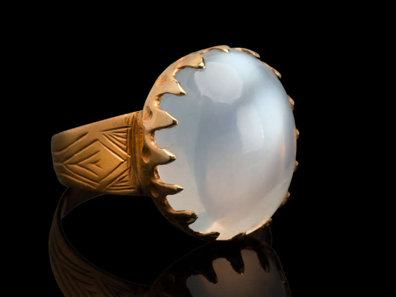 Ice Blue Moonstone 18k Gold Ring