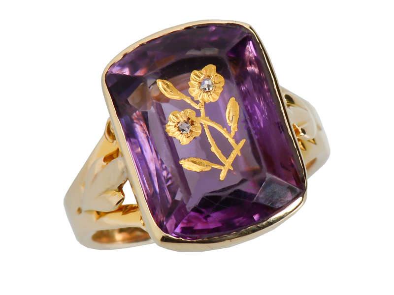 Rose of Sharon Amethyst Antique Ring