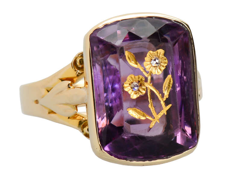 Rose of Sharon Amethyst Antique Ring