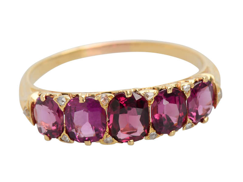 Garnets & Diamonds - Edwardian Five Stone Ring