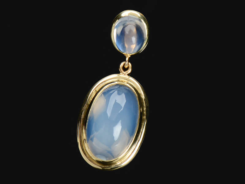 Waxing Moon - Gold Blue Moonstone Pendant