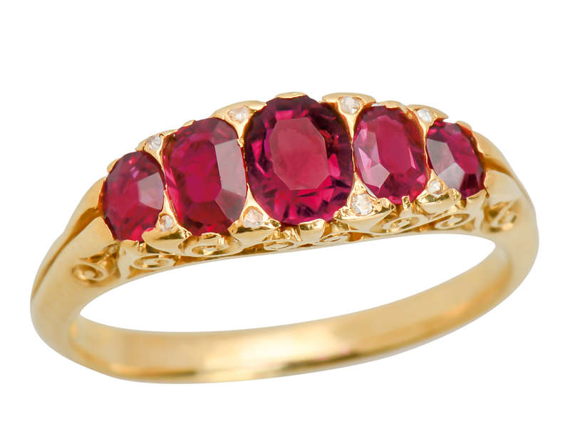 Make Mine Rubies - Five Stone Antique Ring