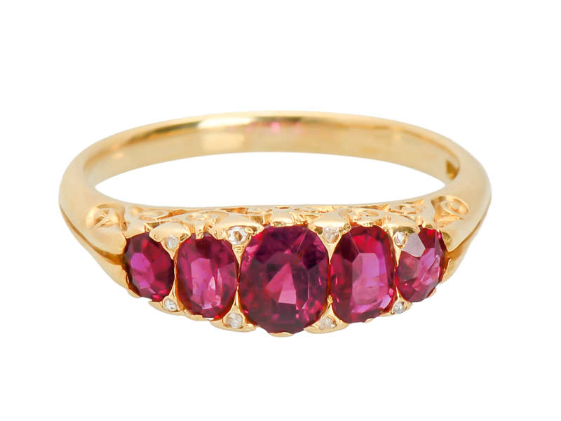 Make Mine Rubies - Five Stone Antique Ring