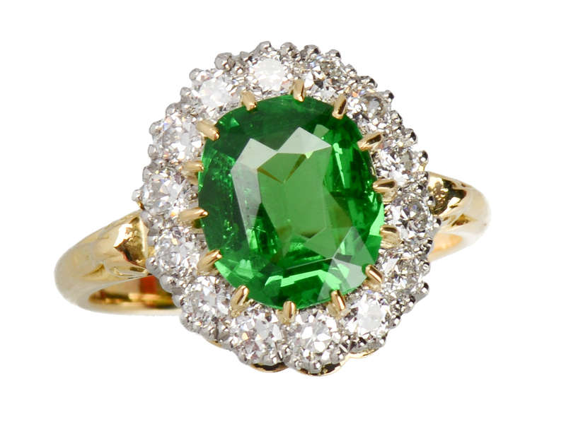 Tsavorite Savvy - Diamond Cluster Ring