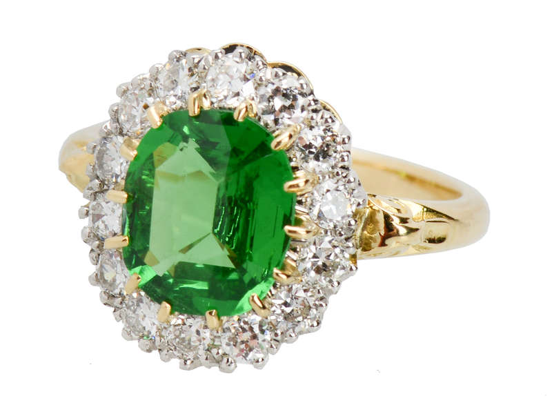 Tsavorite Savvy - Diamond Cluster Ring