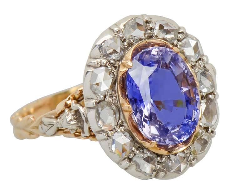 No Heat Color Change Lilac Sapphire Diamond Ring