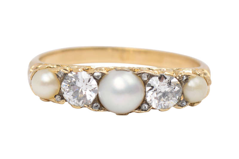 Natural Saltwater Pearl Diamond Ring