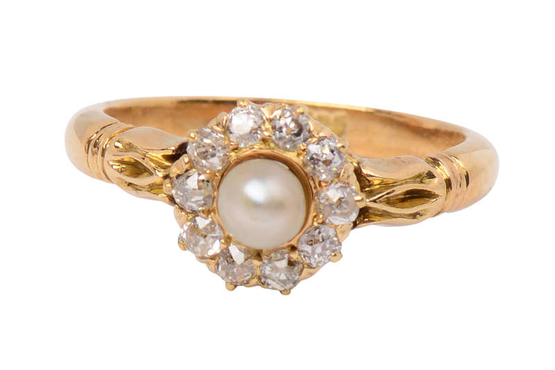 Luminous Natural Saltwater Pearl Diamond Ring