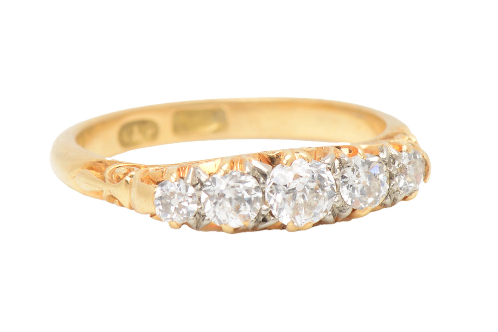 Stacked - Antique Five Diamond Ring in 18k