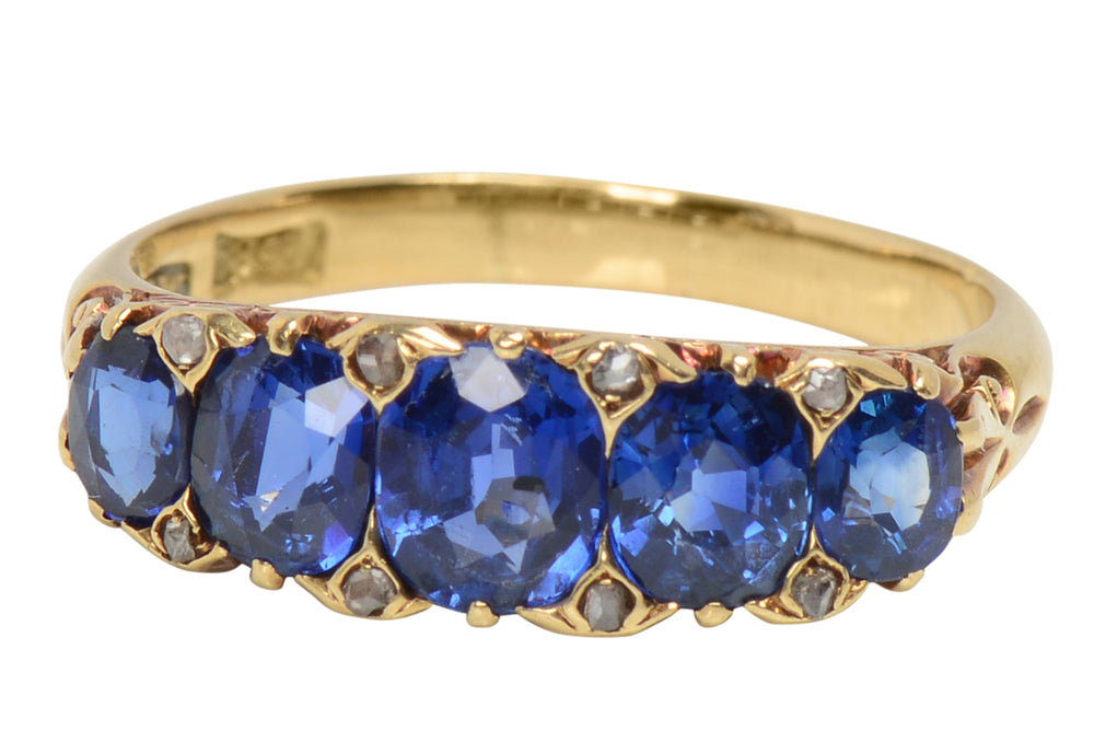 Mappin & Webb Antique Five Stone Sapphire Ring