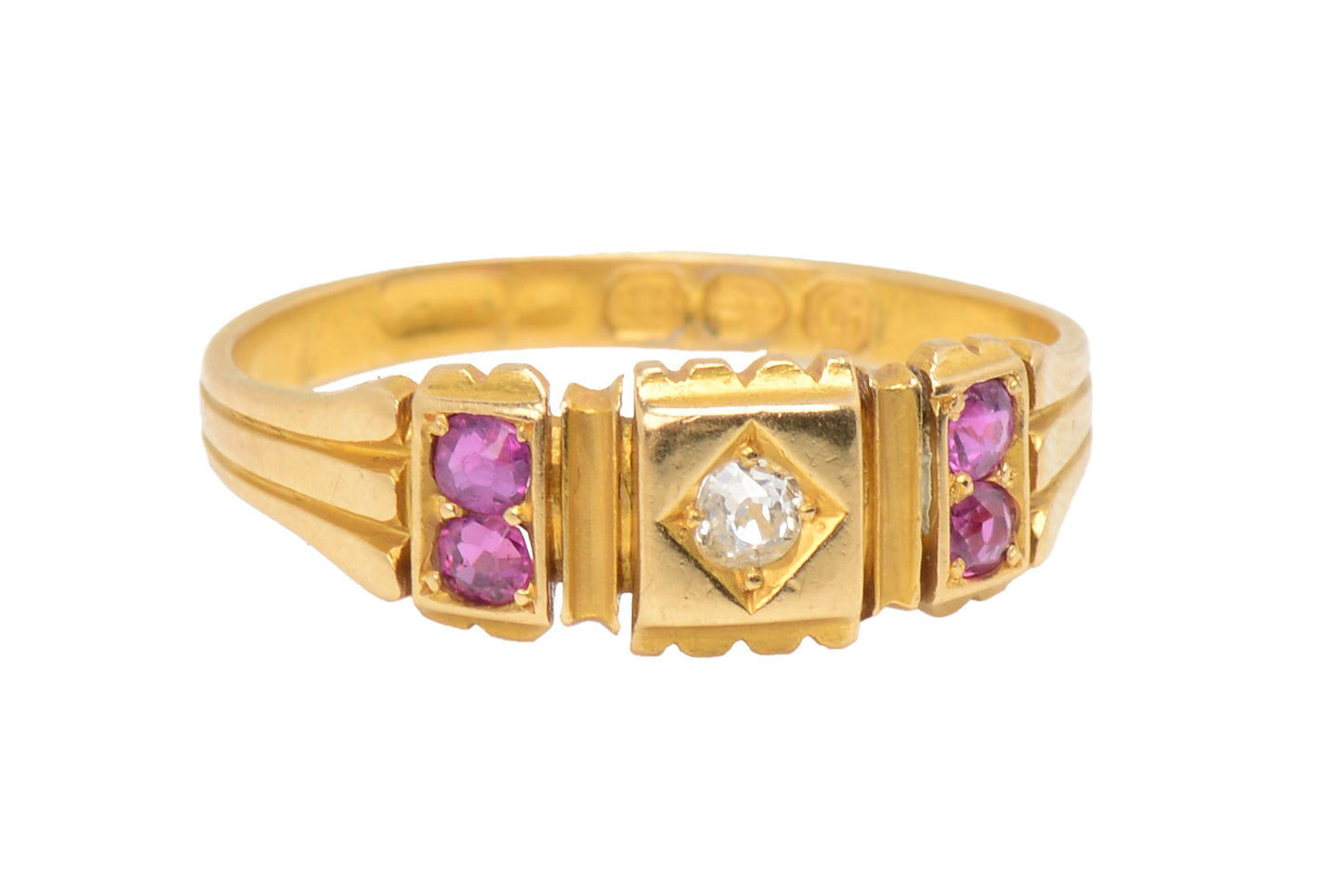 From 1890 - English Gold Ruby Diamond Ring