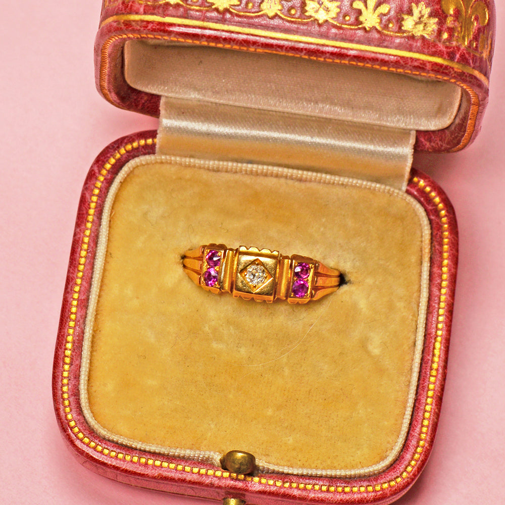 
                      
                        From 1890 - English Gold Ruby Diamond Ring
                      
                    