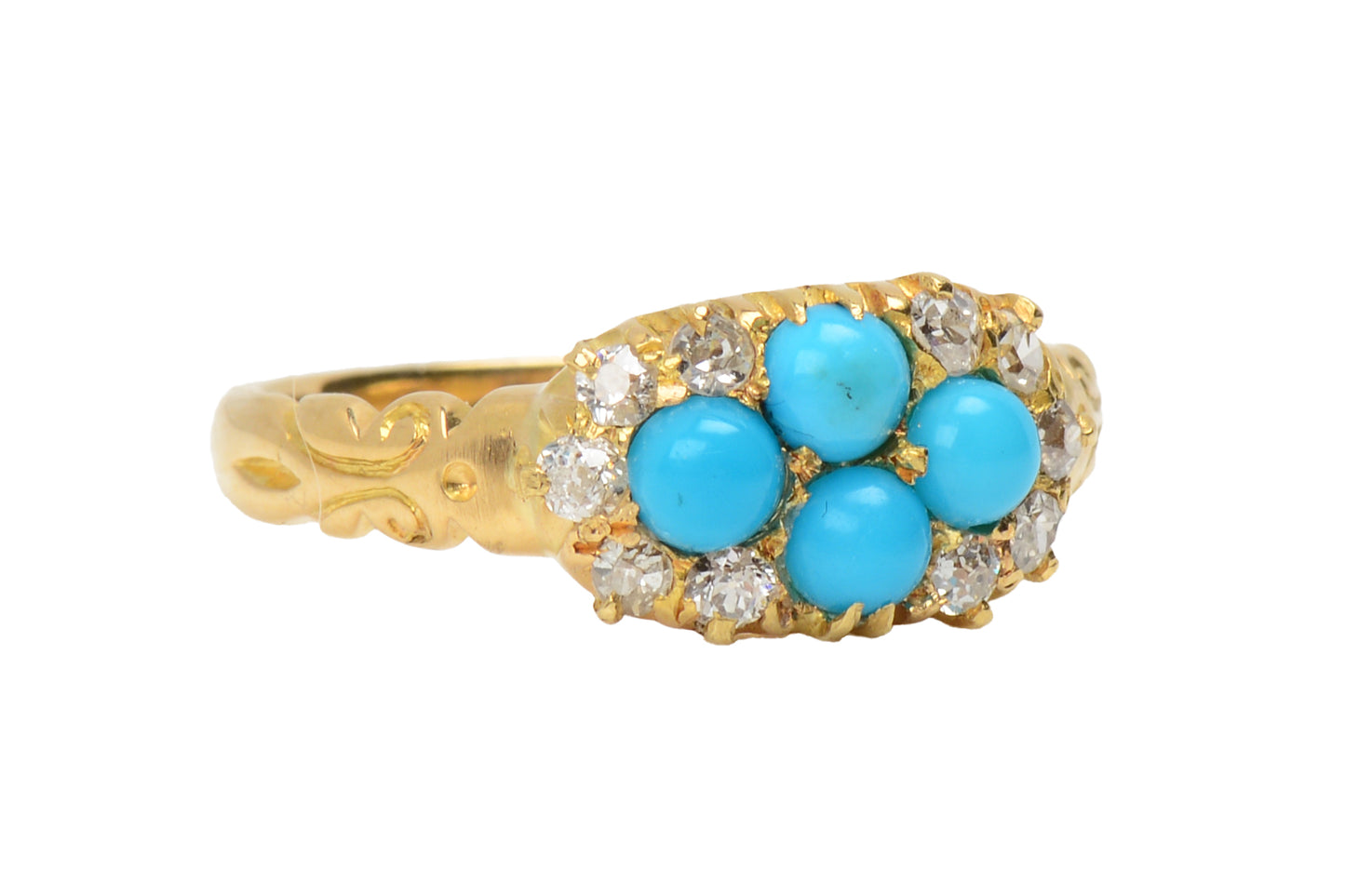 Antique Turquoise Diamond Gold Ring From 1892