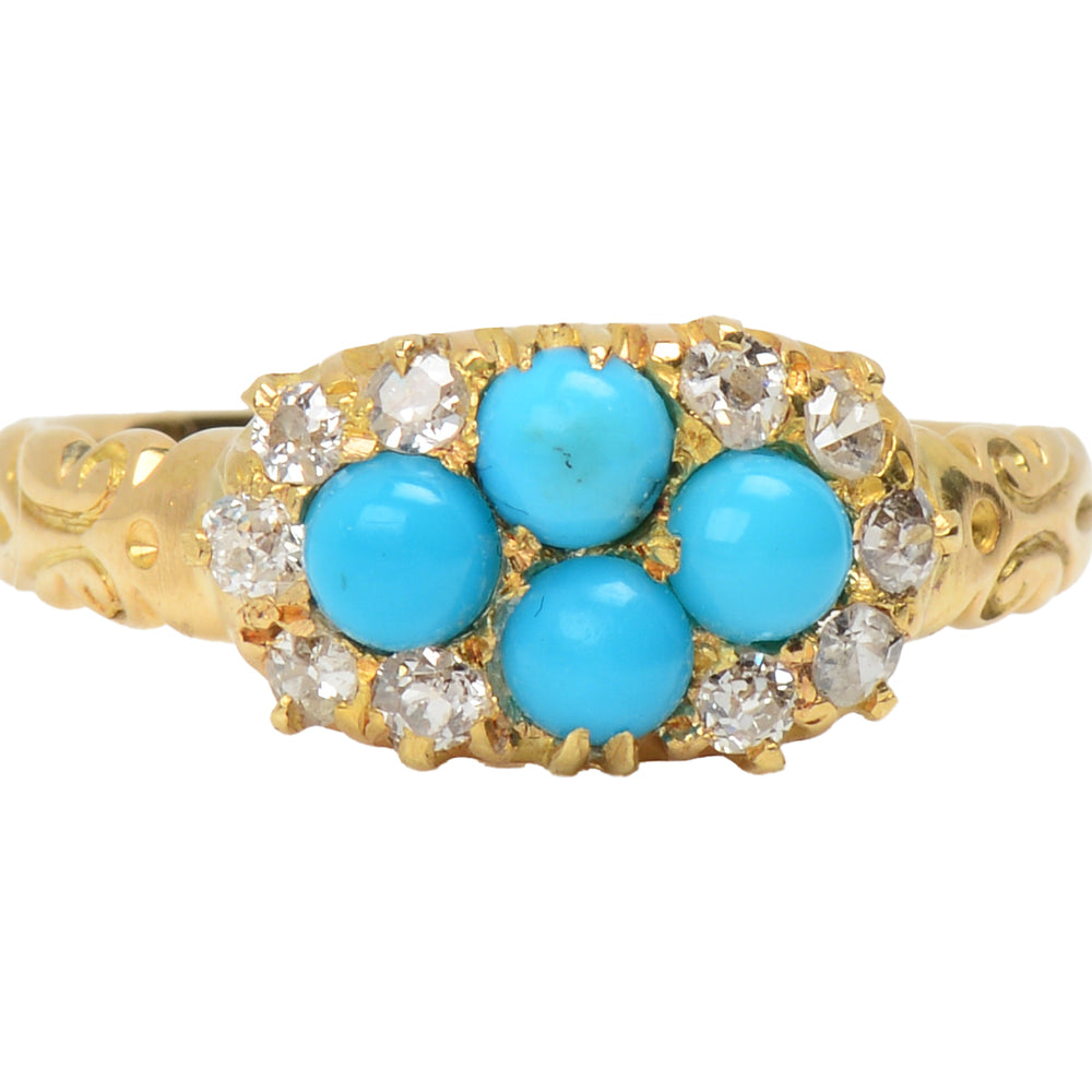 Antique Turquoise Diamond Gold Ring From 1892