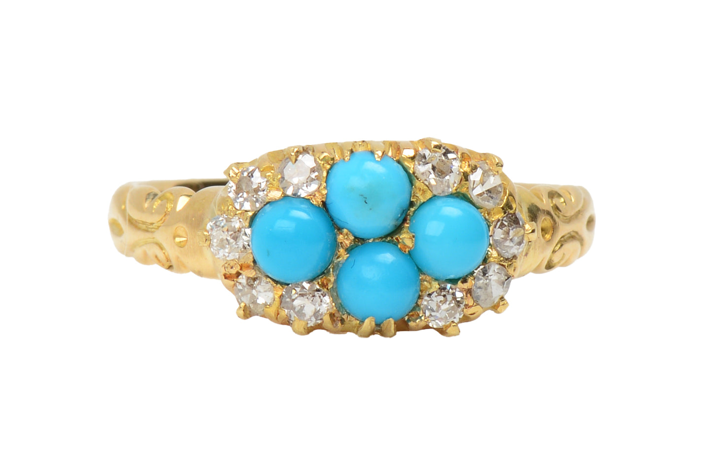 Antique Turquoise Diamond Gold Ring From 1892