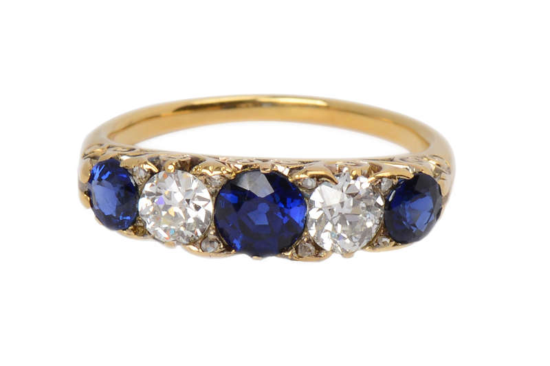 Trip the Light - Antique Diamond Sapphire Ring