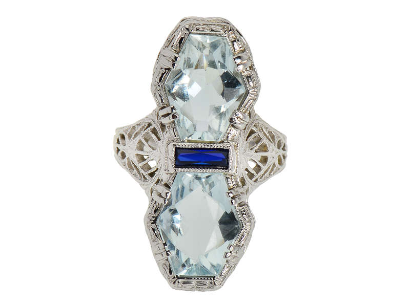 SkyFall - Art Deco Aquamarine Filigree Ring