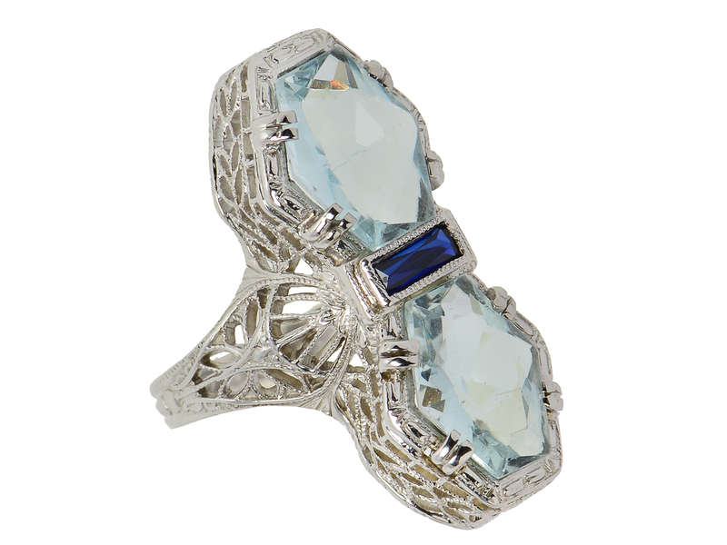 
                      
                        SkyFall - Art Deco Aquamarine Filigree Ring
                      
                    