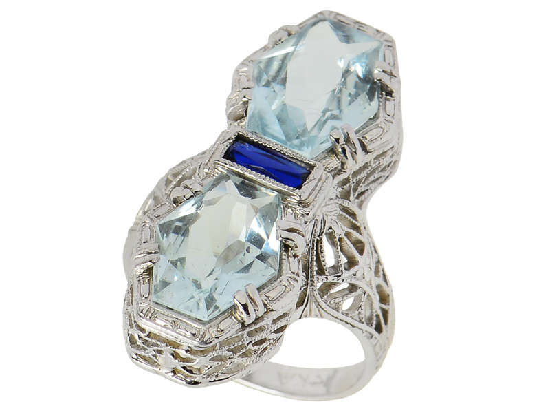 
                      
                        SkyFall - Art Deco Aquamarine Filigree Ring
                      
                    