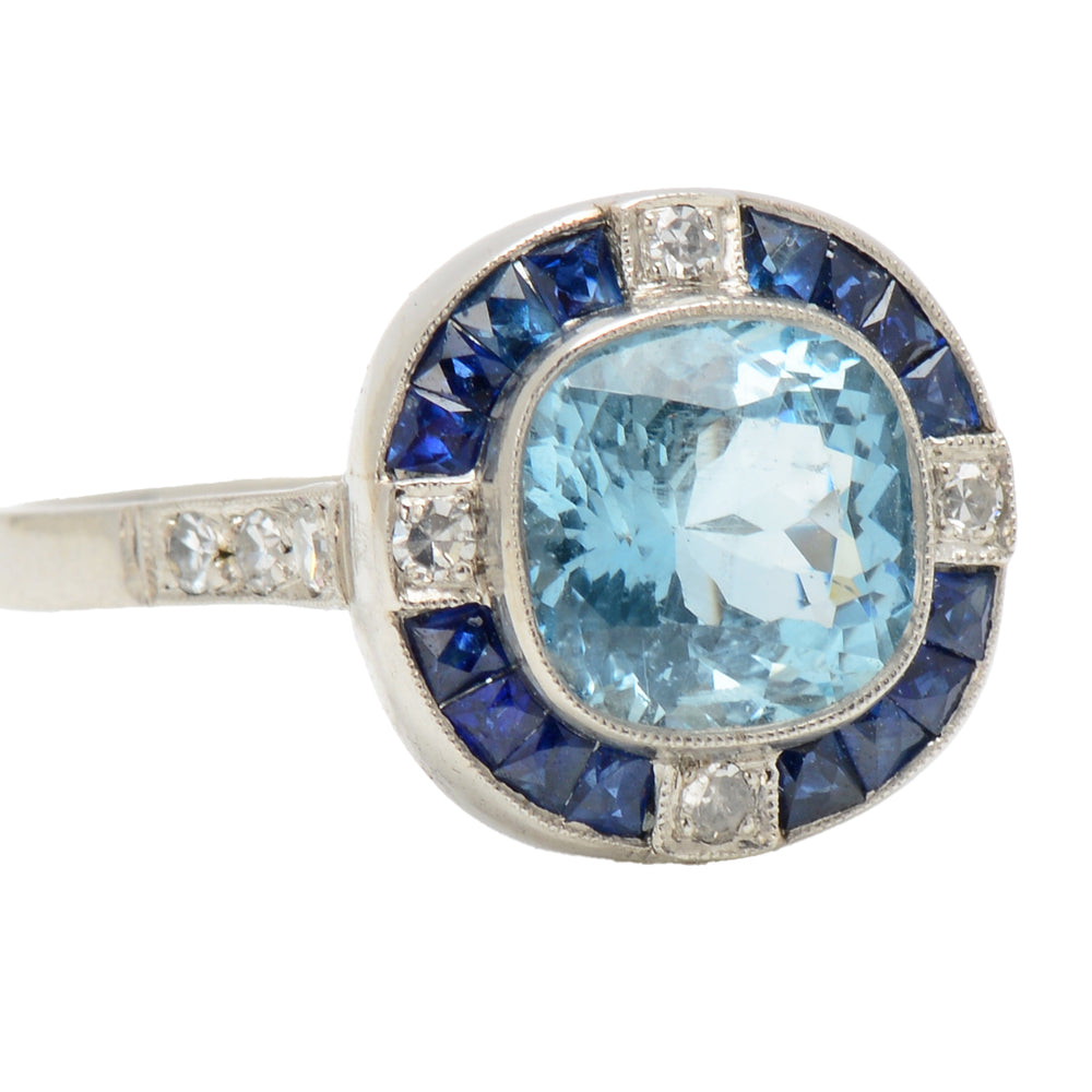 Aquamarine Sapphire Diamond Ring