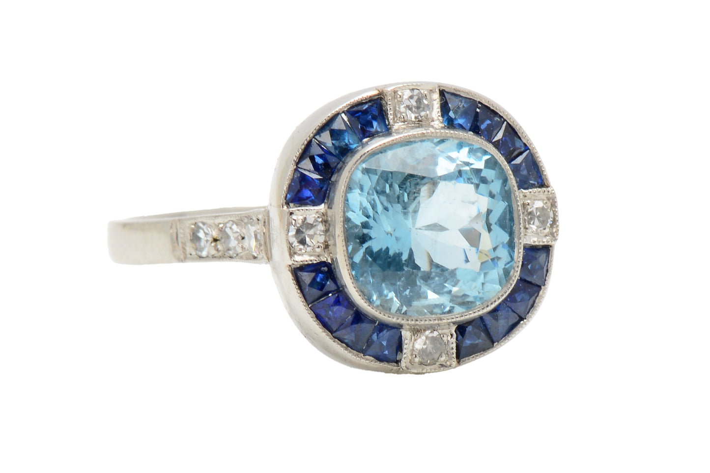 Aquamarine Sapphire Diamond Ring