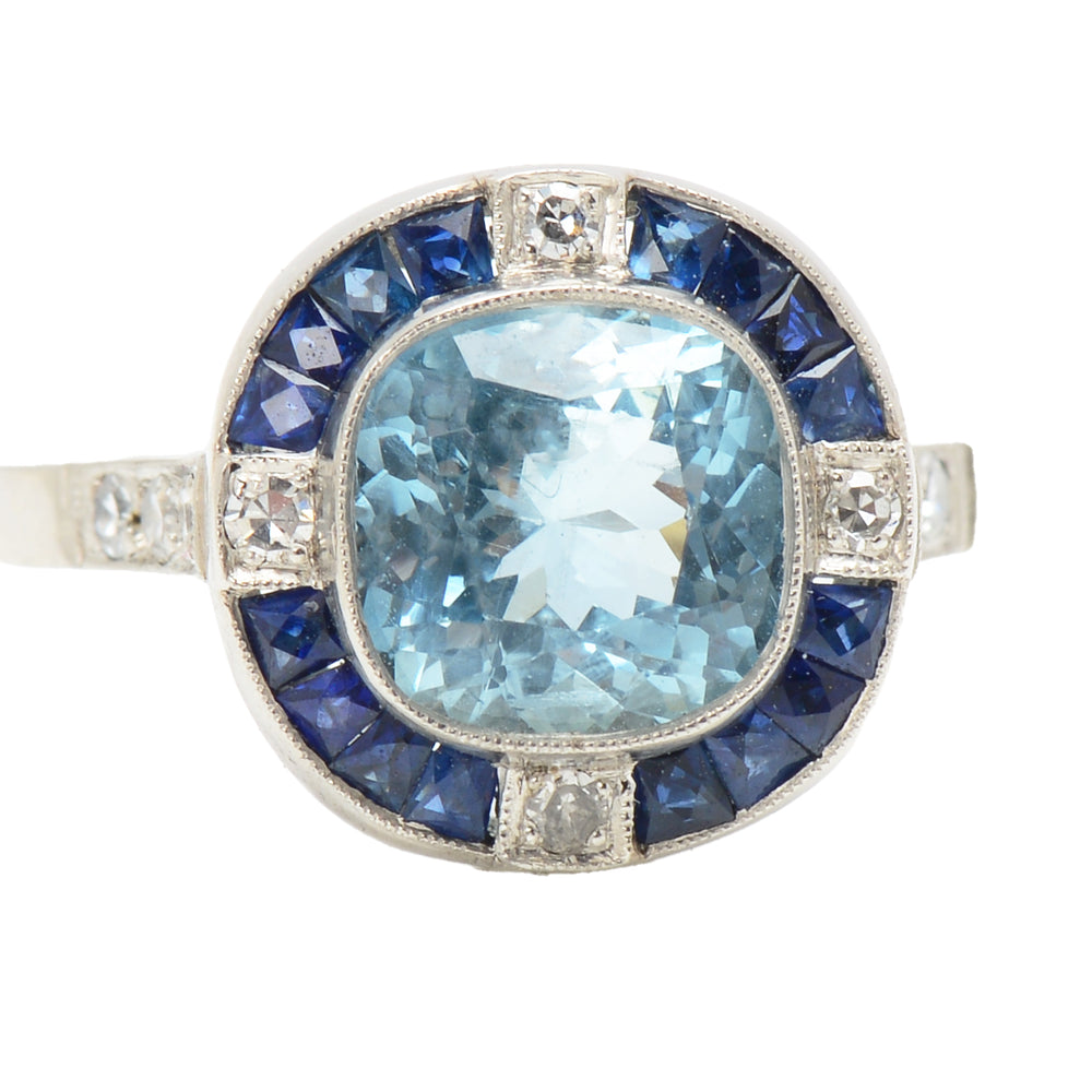 Aquamarine Sapphire Diamond Ring