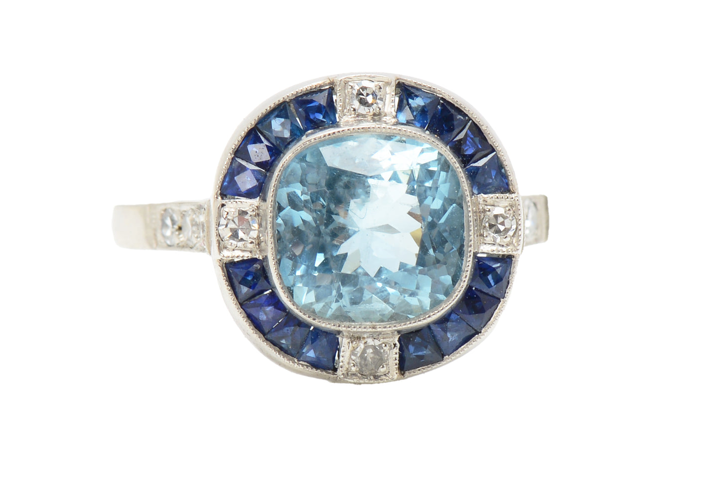 Aquamarine Sapphire Diamond Ring