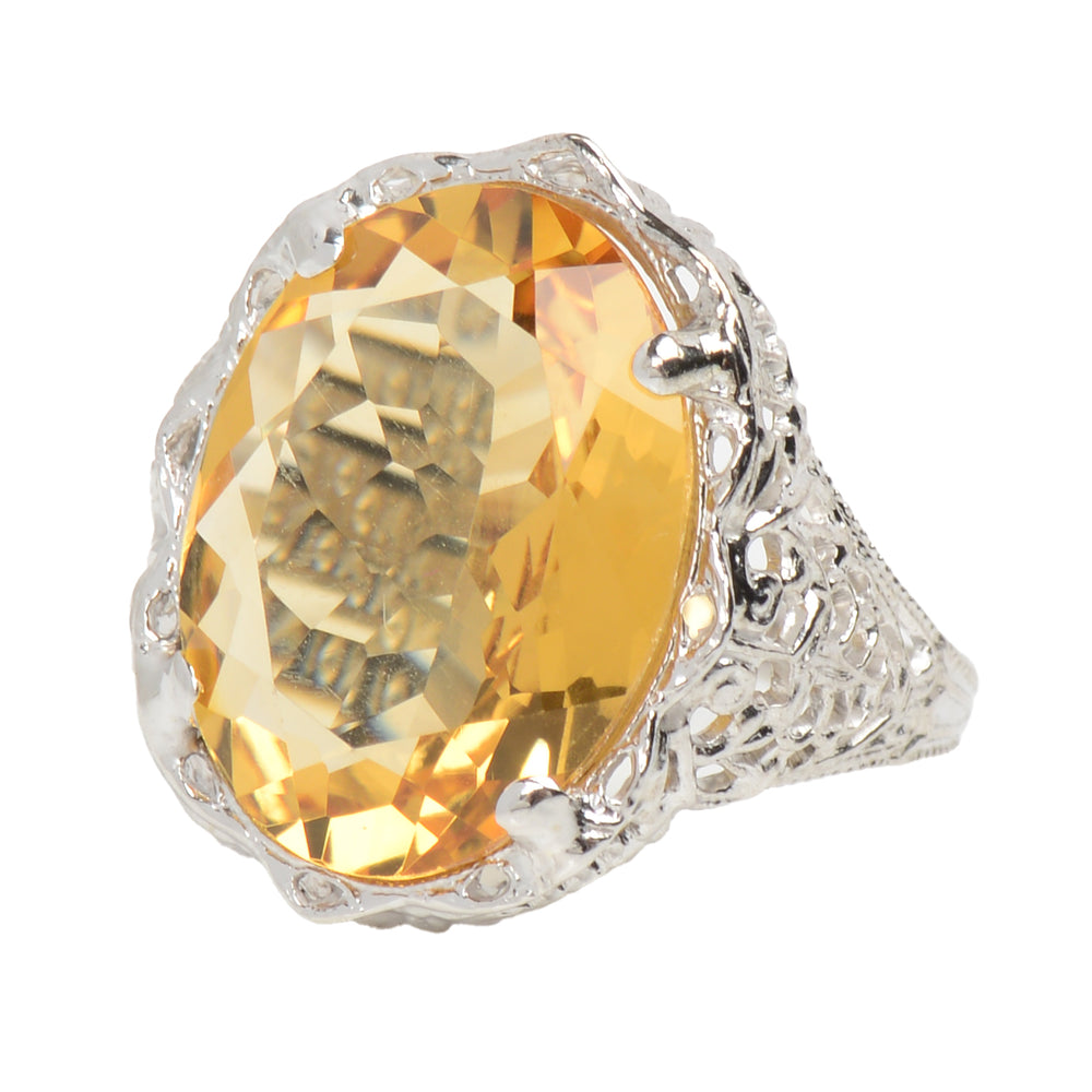 
                      
                        Daylight Citrine & White Gold Filigree Ring
                      
                    