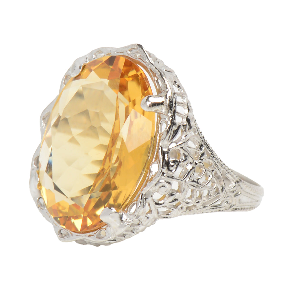 
                      
                        Daylight Citrine & White Gold Filigree Ring
                      
                    