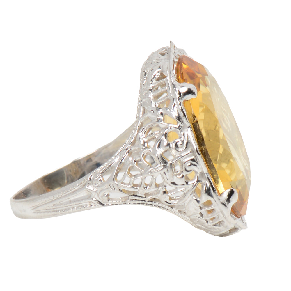 
                      
                        Daylight Citrine & White Gold Filigree Ring
                      
                    